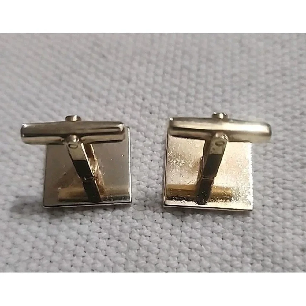 Vintage Manleigh Red Gold Square Retro Cufflinks